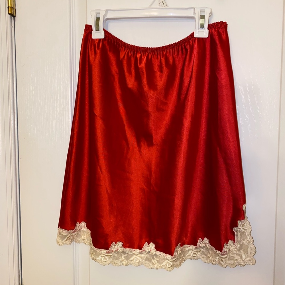 Victoria’s Secret vintage red lingerie mini slip skirt. Size Small